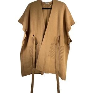 LOFT Tan Tight Knit Tunic Oversized Open Cardigan Wrap Sweater Size S
